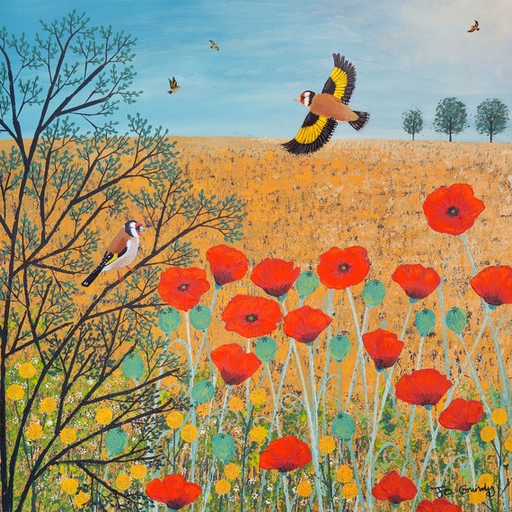 Jo Grundy born and brought up on a farm in England, Jo's love of #nature and the English #Landscape is very evident in her charming, #whimsical acrylic #paintings. #art #artist #painting