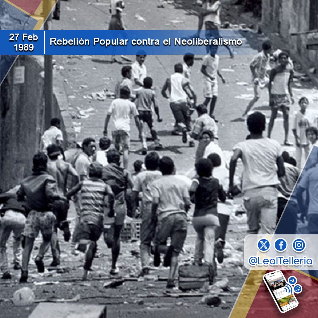 A 35 años de la rebelión popular del 27F-1989 contra las salvajes medidas neoliberales del FMI, reivindicamos la fortaleza moral, inclusión social y derechos del Pueblo en la Revolución Bolivariana. ¡Que viva para siempre la dignidad y el camino de prosperidad de nuestra Patria!