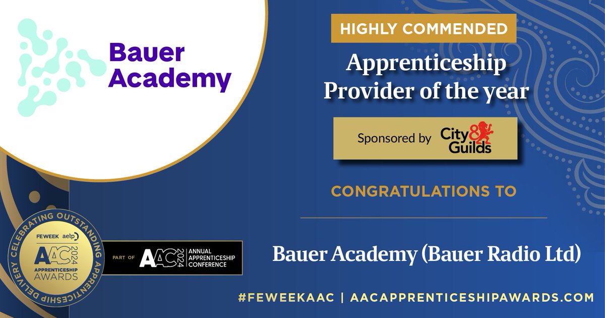 📢 HIGHLY COMMENDED - 2024 @FEWeek & @AELPUK @AnnualAppConf Awards in association with @cityandguilds 📢 Congratulations to @baueracademyuk ~ High Commendation for the Apprenticeship Provider of the Year award sponsored by @cityandguilds at the 2024 AAC Awards! 🥳🎉 #AACAwards