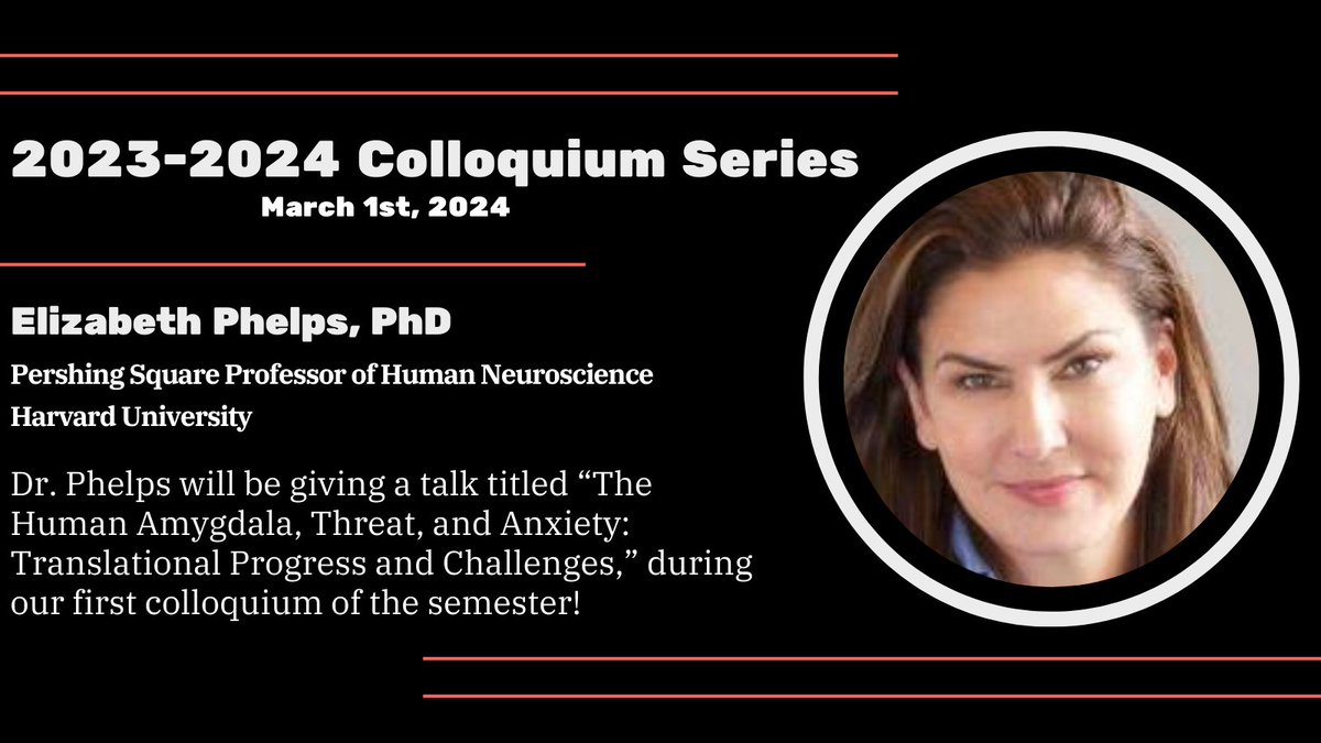 We are SO excited for Dr. Elizabeth Phelps to visit our department for our first colloquium of the semester! If you are a Rutgers Faculty, Staff, or Student and are interested in joining her talk via Zoom (1:00 PM - 2:00 PM), please fill out this form: forms.gle/bitVcQP9jztMsv…