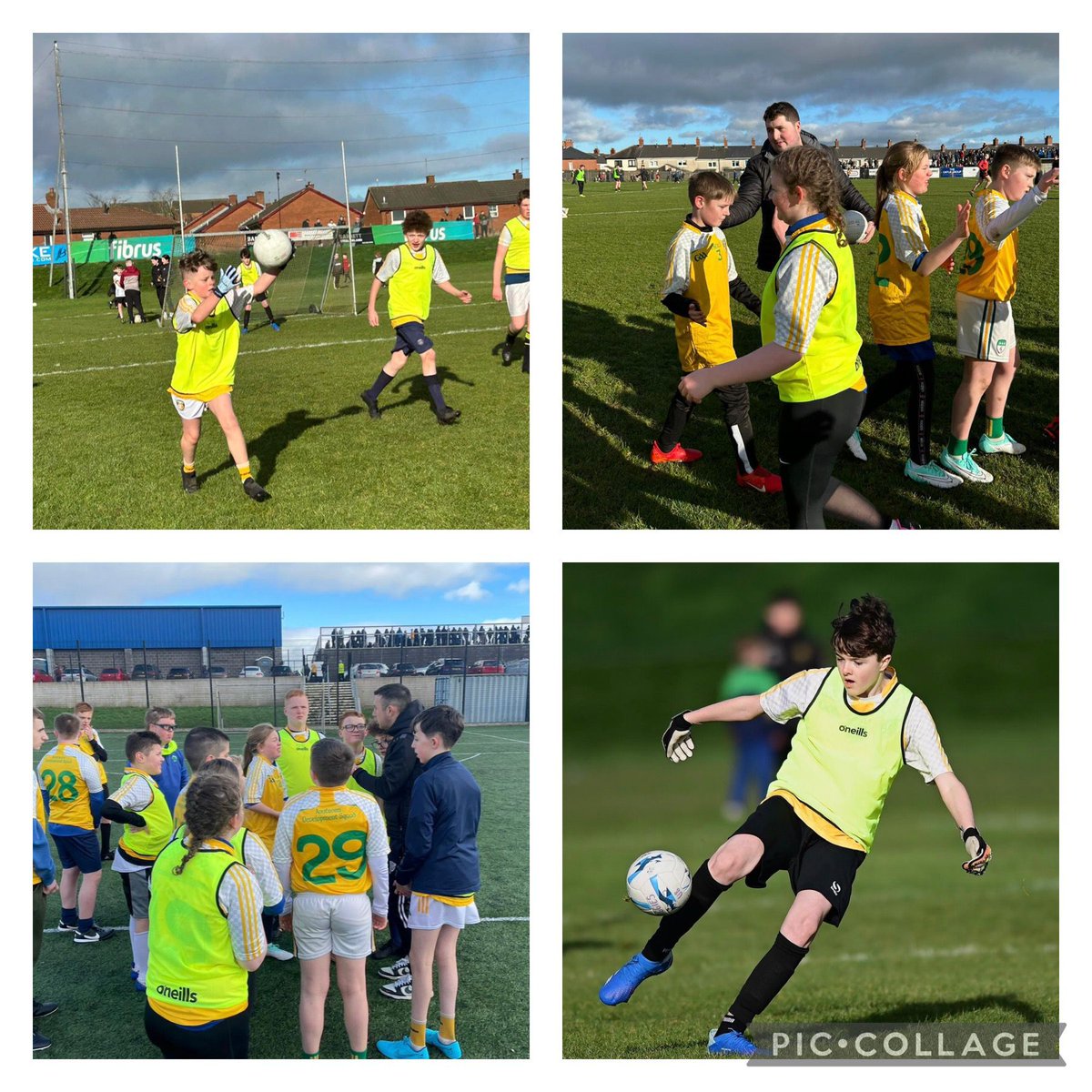StGerardsSS's tweet photo. Huge thanks to @AontroimGAA and @Gaelfast_GAA for making it possible to let our kids play at half time during national league game against @officialdowngaa . Special thanks to @TheSaffronGael for the great pictures.   We had so much fun! Some superstars for the future ⭐️😍🟡🔵 https://t.co/S4E9fIi4Aq