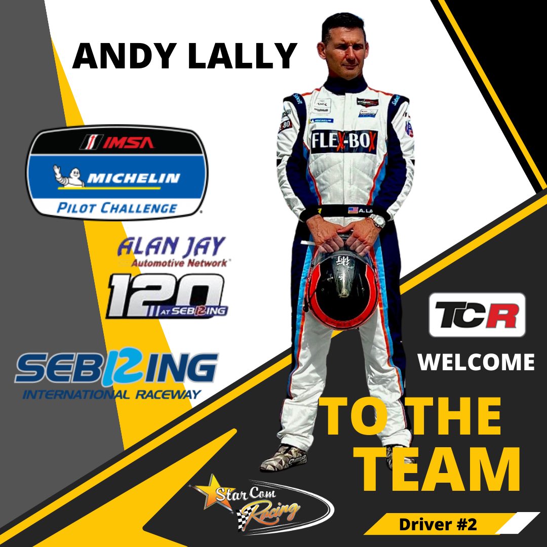 SCR is pleased to announce our 2nd driver for the upcoming AJAN 120 at SIR on 3/15. This is SCRs debut in the MPCS in the TCR Division. Andy Lally is an accomplished road racer with over 50 wins in the IMSA Series!