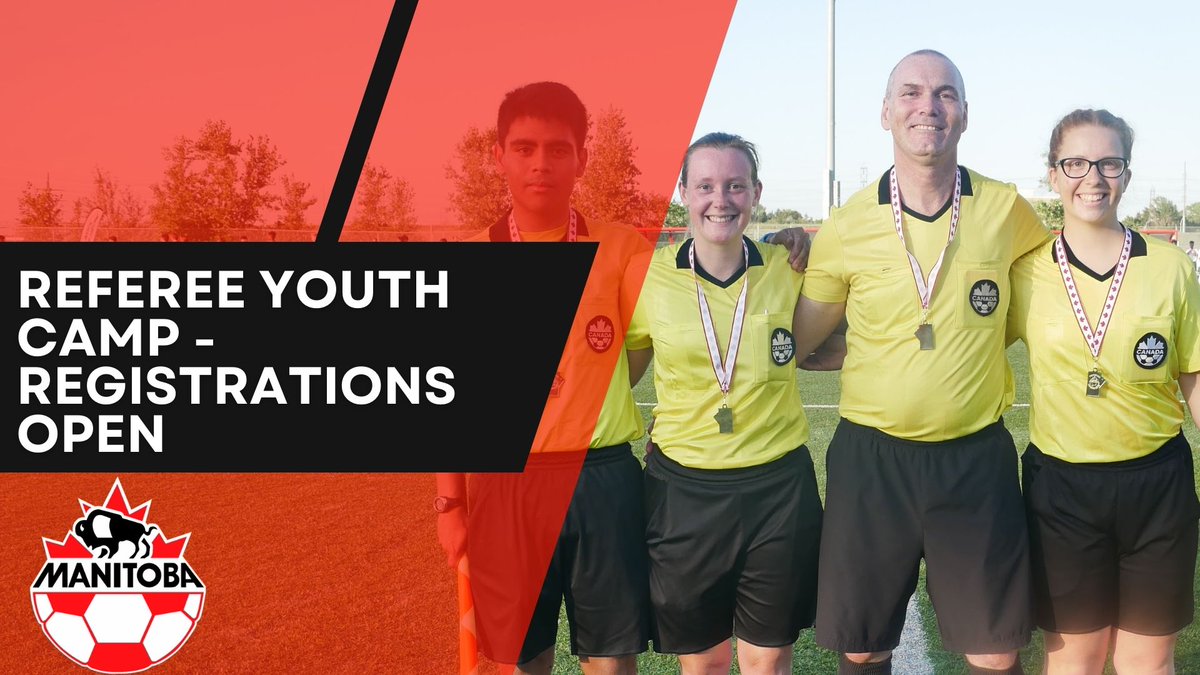 ManitobaSoccer's tweet photo. Don't miss out on this fantastic opportunity to enhance your skills, contribute to the youth referee community, and potentially officiate at the prestigious Manitoba Games. Register on our website – Referee – Registration. https://t.co/A6JF2IAo5F