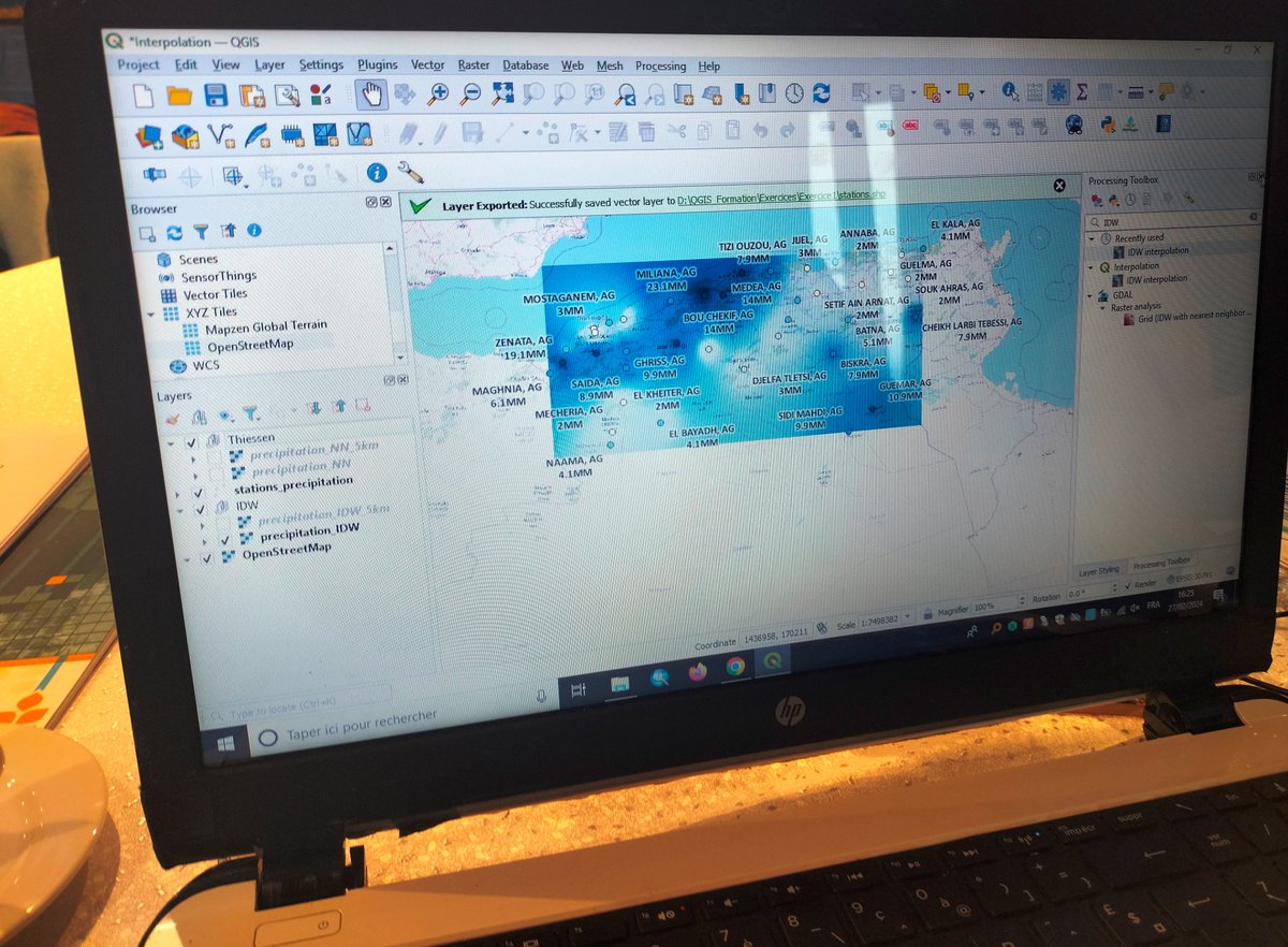 Deuxième journée de l'atelier de formation régional  "QGIS pour l’analyse de la productivité de l’eau" exercice d'interpolation sur des données pluviométriques, dynamique de groupe Wat'Count Game.
<a href="/ihedelft/">IHE Delft 💧 Institute for Water Education</a> #WaPOR bit.ly/40oQ852
financé par <a href="/NetherlandsMoFA/">Ministry of Foreign Affairs - The Netherlands</a>
<a href="/FAOLandWater/">FAO Land, Soil and Water</a>