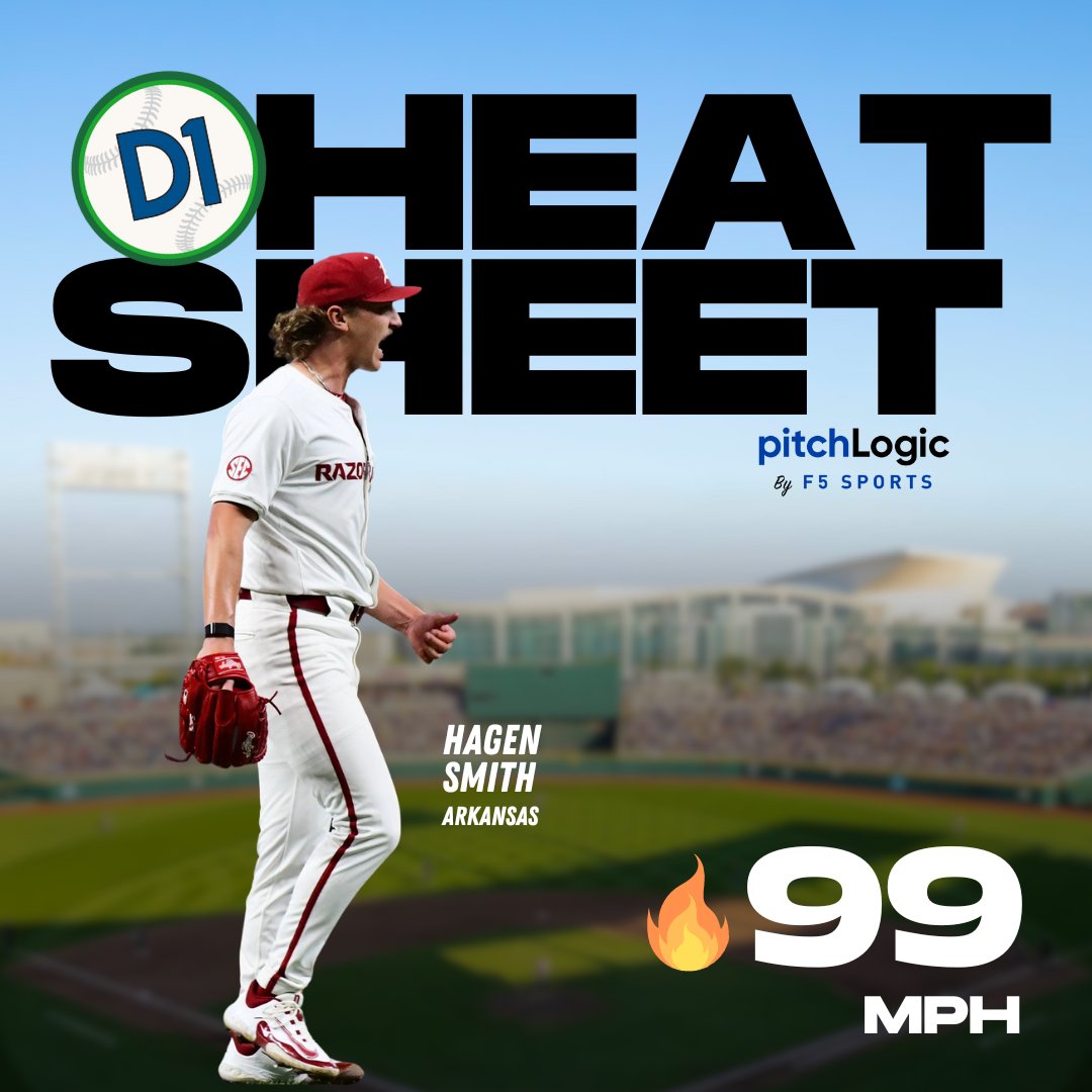 𝙃𝙤𝙜𝙨 𝙩𝙝𝙧𝙤𝙬𝙞𝙣𝙜 𝙝𝙚𝙖𝙩 🔥🔥🔥 Nine more flamethrowers joined the @pitchlogic Heat Sheet in Week 2, including a pair of @RazorbackBSB hurlers who hit 99 mph in @GabeGaeckle and @hagensmith32 ⛽️ 🔗 bit.ly/3Thgy8J