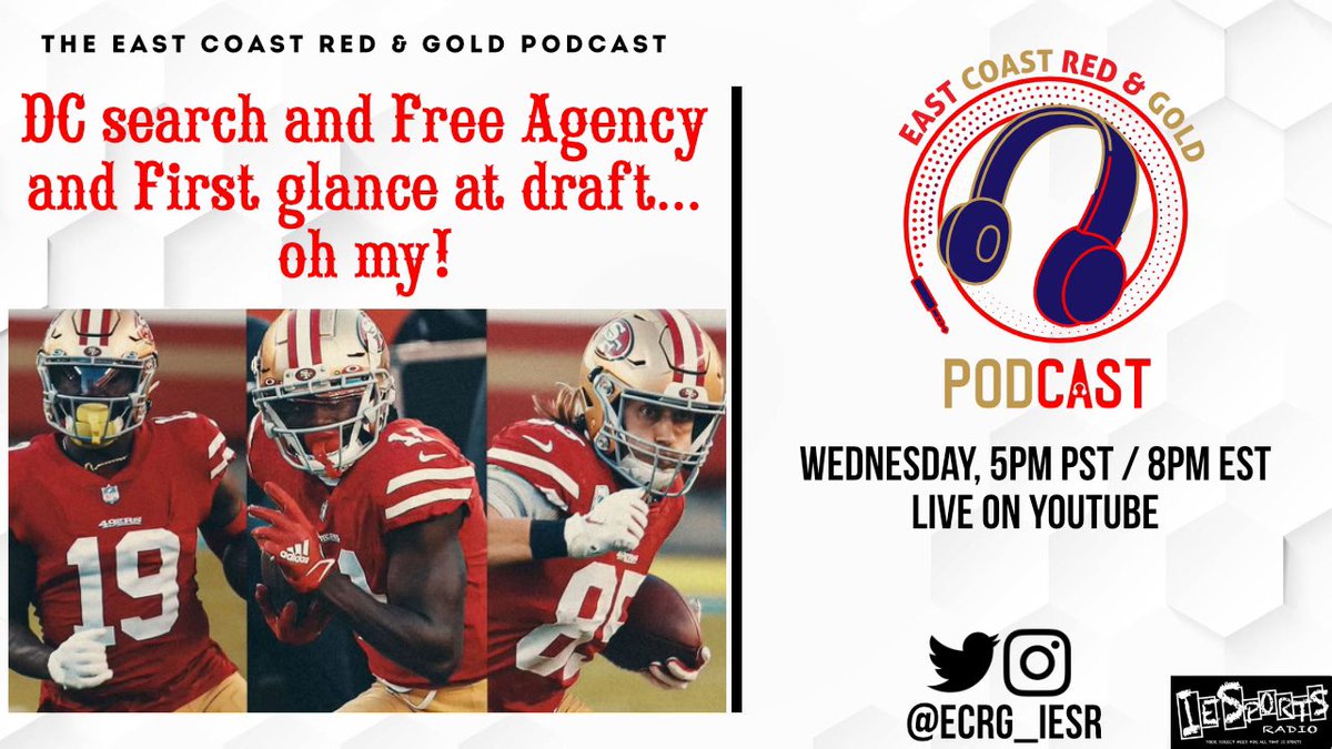 Faithful! Tune in tomorrow night at 8:00pm ET! We are talking about EVERYTHING! @JM41484 @MrTyAlston @MattyB4949 @rebdab @IESportsRadioPR #49ers YouTube.com/@ecrg_iesr