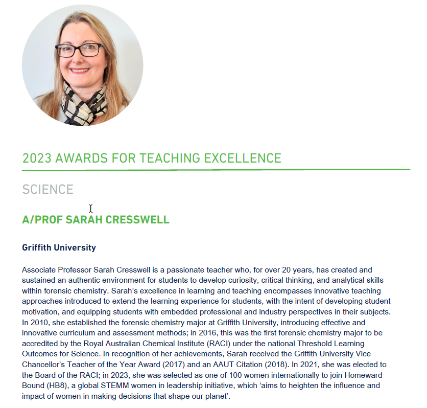 Honoured to share that I have been awarded a National Teaching Excellence Award in the 2023 Australian Awards for University Teaching #AAUT 🎉