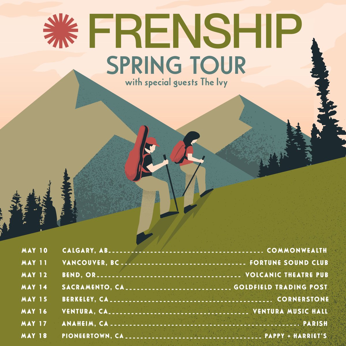 SPRING TOUR WITH @wearefrenship !!! SPOTIFY PRE SALE TOMORROW, ON SALE FRIDAY 🚨 wearetheivy.com/tour