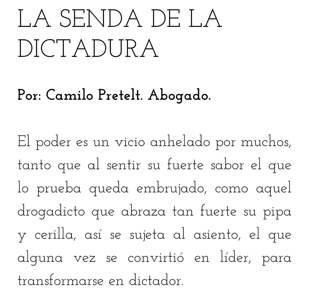 Apreciados lectores los invitamos a leer la columna de Camilo Pretelt titulada:

La senda de la dictadura. 👇🏻

columna7.com/post/la-senda-…