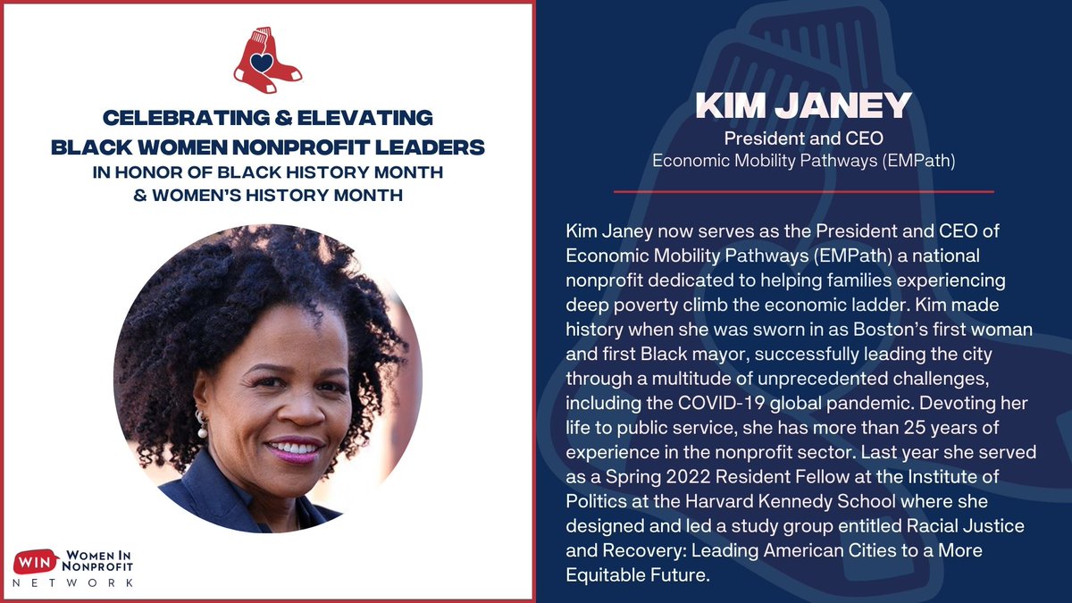 Kim Janey is President and CEO of EMPath where she is an amazing champion in the Boston community. We are honored to have Kim as part of our Women in Nonprofit Network and celebrate her accomplishments for Black History Month and Women’s History Month!