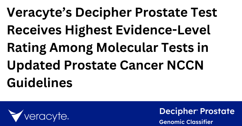 Veracyte's tweet photo. Veracyte today announced that it’s Decipher Prostate Genomic Classifier is the only gene expression test to receive a “Level 1B” evidence rating in the 2024 @NCCN Guidelines® as a prognostic tool for the risk stratification of patients with localized #ProstateCancer.