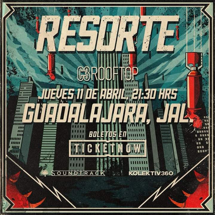 Mi memoria no recuerda cuándo fue la última vez que @Resorte_Oficial dio un concierto en solitario en Guadalajara. Acá una oportunidad única. La banda se presenta en 11 de abril en el Rooftop del @C3Mexico