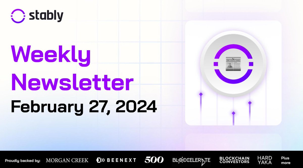 Stably Weekly Newsletter - 02/27/2024 👋 We're attending #ETHDenver this week! Come say hi and check out our #stablecoin keynote at BUILD House on Thursday 🤝 Stably is partnering with @rampnalysis to widen our fiat on & off-ramp's accessibility 🪙 #Polymesh stablecoin support