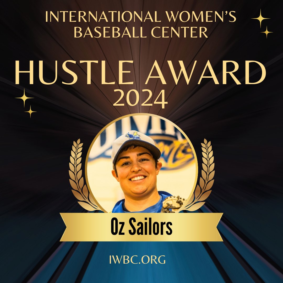 The IWBC is proud to announce Oz Sailors as the 2024 Hustle Award winner. Oz Sailors is known as a true trailblazer in the world of women’s baseball, as a coach, player, and advocate. Congratulations, Oz, and thank you for the many ways in which you have stepped up to the sport!