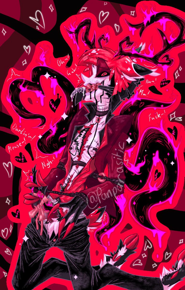 It’s done! My belated Valentines piece took a couple days oof. But here he is! Some bondage/orgasm denial Alastor! Happy belated Valentines everyone! CW - Horny Deer Man Alert! #alastor_nsfw #AlastorFanart #alastorhazbinhotel #hazbinhotel #HazbinHotel #HazbinHotelAlastor #nsfw