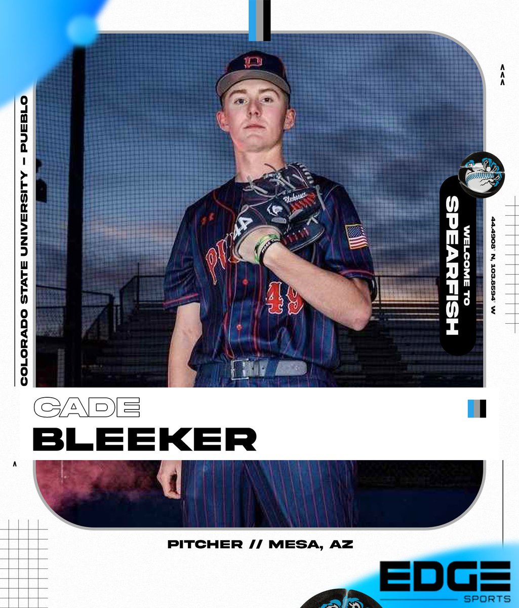 SQUATCH SIGNING presented by EDGE Sports. Please welcome <a href="/Cade__Bleeker/">Cade Bleeker</a>! Cade is from Mesa, AZ, and is a SO at <a href="/CSUPueblo/">CSU Pueblo</a>.

Merch -&gt; spearfishsasquatch.myshopify.com

<a href="/CSUPBaseball/">CSU Pueblo Baseball</a> 
<a href="/gothunderwolves/">CSU Pueblo ThunderWolves</a> 
<a href="/DRBaseball2021/">Desert Ridge Baseball</a> 
<a href="/dridgeathletics/">DRHS Jags Athletics</a> 
<a href="/AZ_Athletics/">Marucci Athletics Baseball</a> 
<a href="/ILBTweets/">Independence League</a>