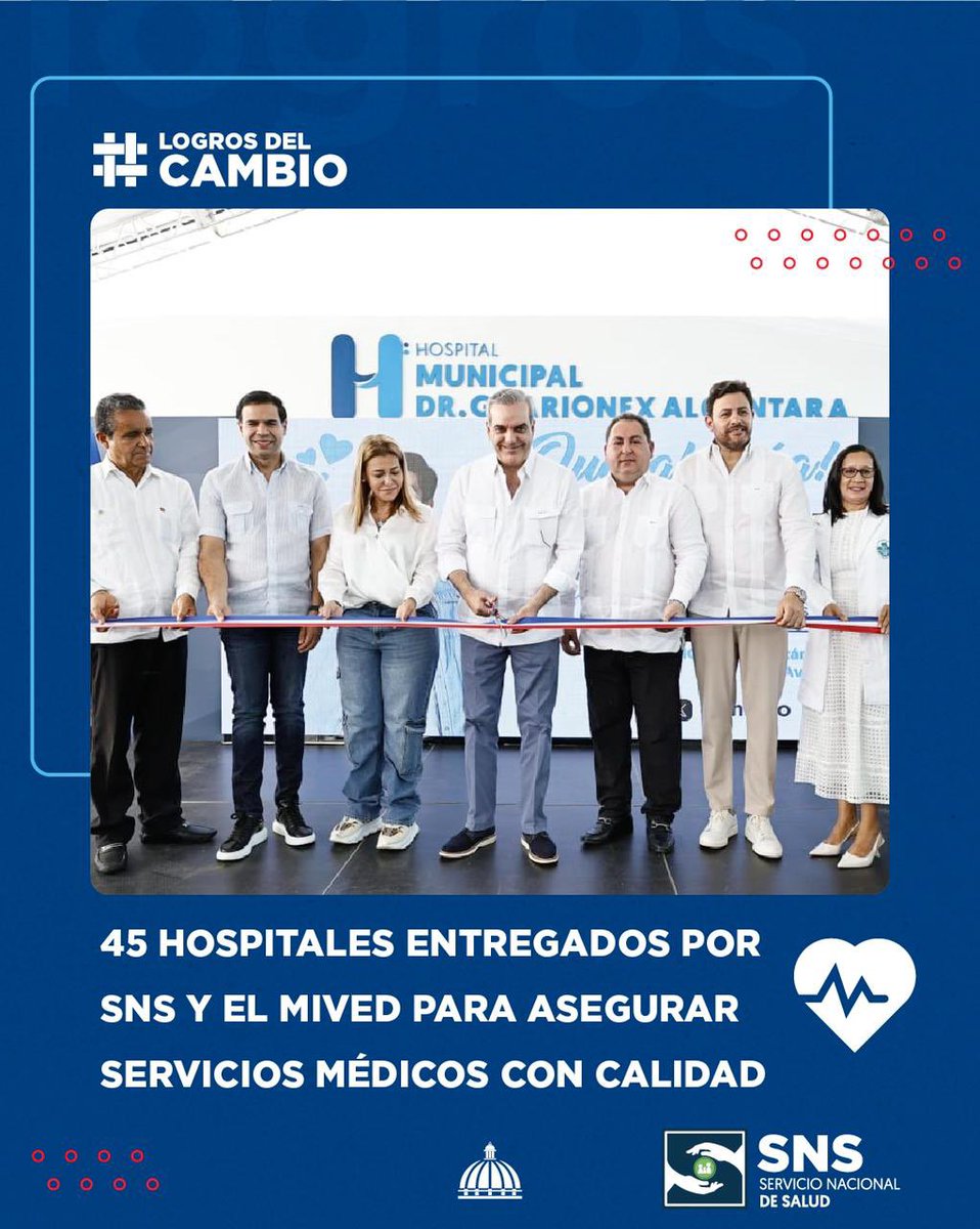 SNSRDO's tweet image. 🏥🙌🏼45 hospitales entregados  desde el 2020, hasta el 2024.

✅Seguimos avanzando y cumpliendo metas, demostrando que en esta gestión ¡las promesas se hacen realidad!

#VieneLoMejor🇩🇴
#LogrosDelCambio
#ElCambioContinúa
#SNSRD