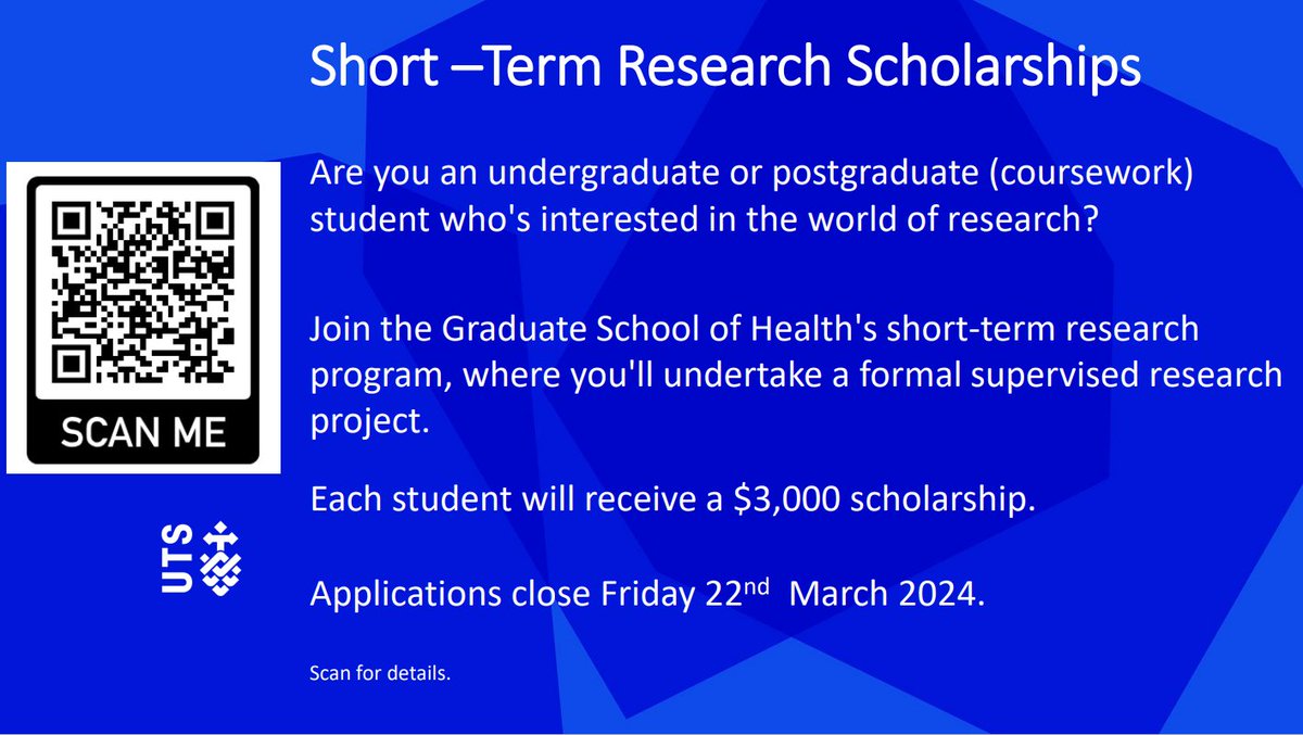 A great opportunity for those who want to unlock their palate's potential to dive into the world of tasting research! @utsgsh Applications close Friday 22nd March 2024.