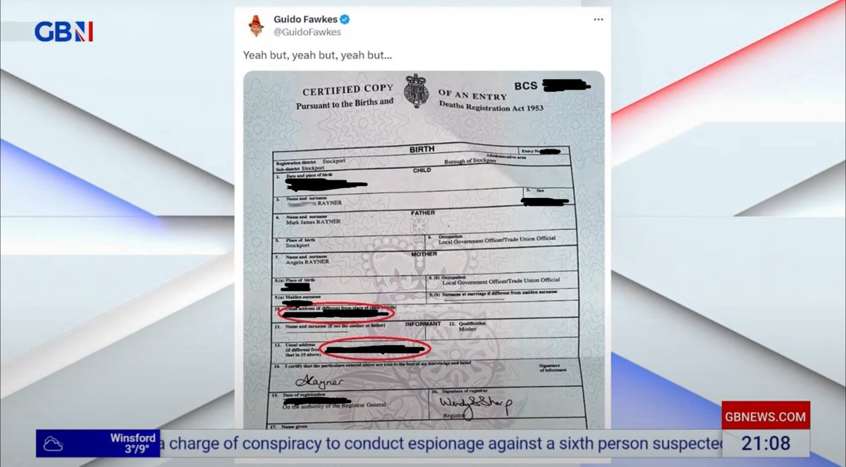 Earlier tonight GB News doxxed a 14 year old child.

Their alleged crime? 

Having Angela Rayner MP as their mother.

<a href="/Ofcom/">Ofcom</a> shut this disgusting excuse of a channel down immediately.

As for Paul Staines who originally posted this, get fucked.