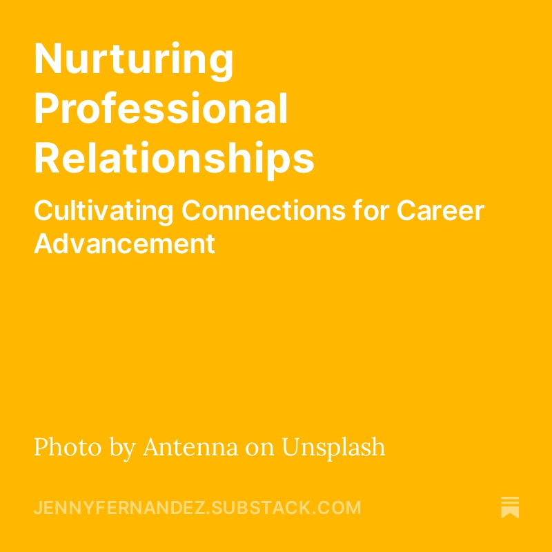 🚀 Excited to share the second edition of my newsletter, "Leadership for Maximum Impact!" 🚀

Nurturing Professional Relationships open.substack.com/pub/jennyferna…