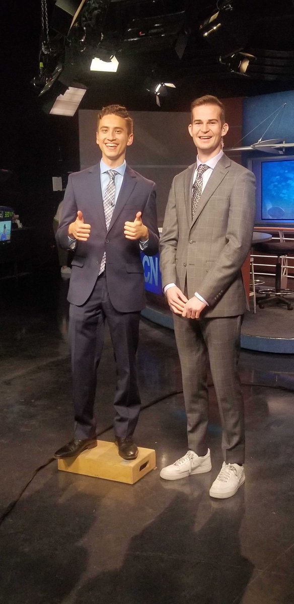 For my first time anchoring sports this semester, I had to step up my game… literally.

<a href="/JackPierson14/">Jack Pierson</a> is too tall. @paulschulztv you can have your Tuesday spot back 😂😂

<a href="/sportscronkite/">Cronkite News: Phoenix Sports</a>