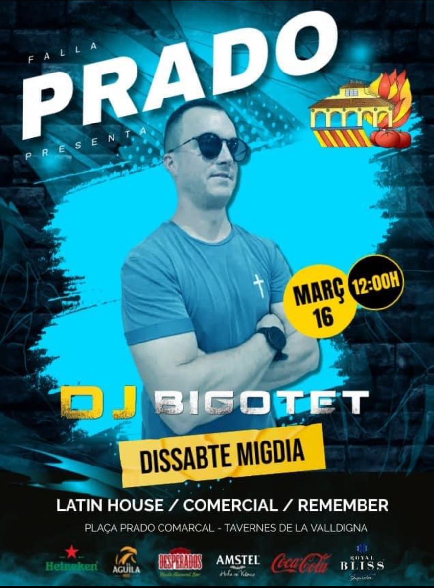 El dissabte 16 de març tens la festa assegurada en la Falla Prado. 

A migdia amb DjBigotet arranquem el dissabte amb alegria 🥳

Tindrem a @quino_costa per a començar la nit i ballarem fins que el cos aguante al ritme de @brendasernadj 🩷

#falles24 #fallaprado #falles