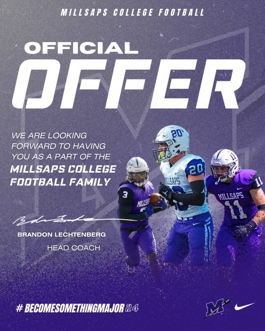 After a great talk with <a href="/CoachBapDL/">Julian Jean-Baptiste</a>, blessed to say that I have received an offer from Millsaps college! Praise God! Much thanks to <a href="/MajorAthletics/">Millsaps College Athletics</a> <a href="/KodiCrane/">Kodi Crane</a> <a href="/CoachSimpson43/">Coach Simpson</a> <a href="/CaddoNext/">Caddo Mills Athletics Recruiting</a>