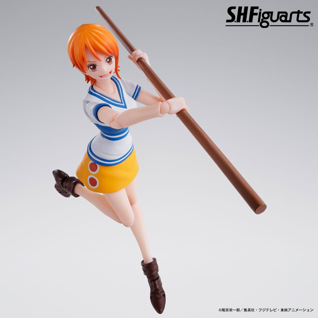 TamashiiNations's tweet image. S.H.Figuarts is releasing a brand new model of NAMI -ROMANCE DAWN- as she first appears in the anime series ONE PIECE!  Includes her staff, a treasure chest, &amp;amp; parts for MONKEY.D.LUFFY -ROMANCE DAWN- *sold separately.

More info soon!

#nami #onepiece #shfiguarts #tamashiinations