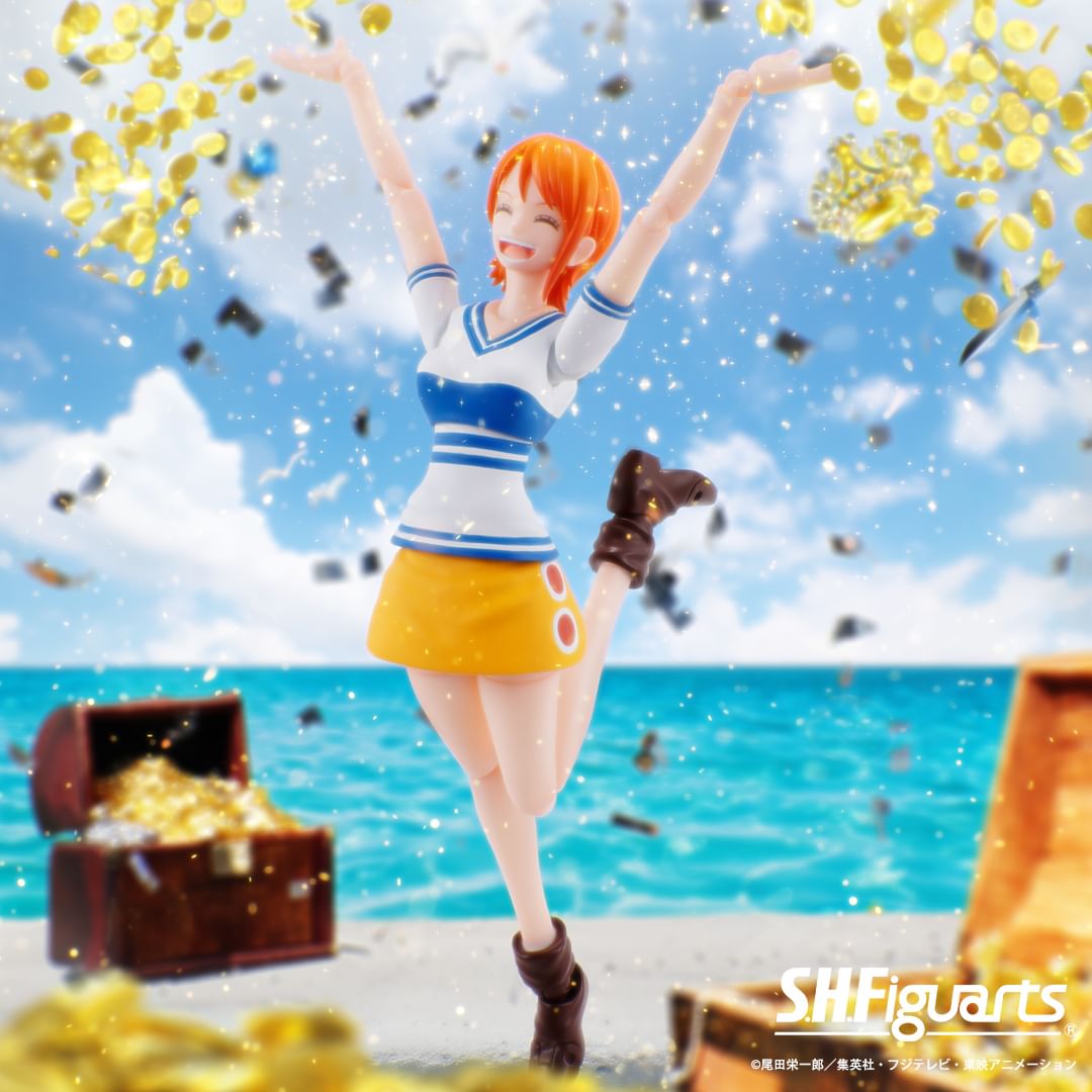 TamashiiNations's tweet image. S.H.Figuarts is releasing a brand new model of NAMI -ROMANCE DAWN- as she first appears in the anime series ONE PIECE!  Includes her staff, a treasure chest, &amp;amp; parts for MONKEY.D.LUFFY -ROMANCE DAWN- *sold separately.

More info soon!

#nami #onepiece #shfiguarts #tamashiinations