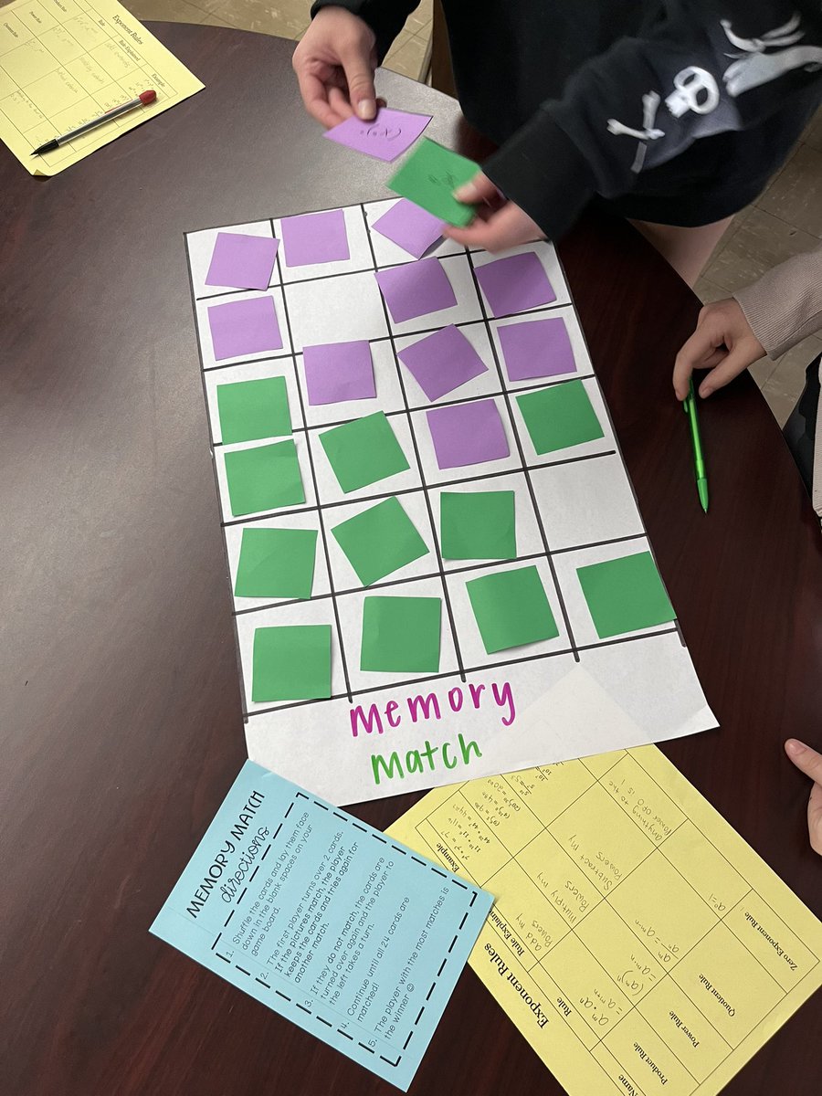 A_MATHowski's tweet photo. A great day in math today👏🏼
✨memory match w/ simplifying exponent expressions
✨small group w/ @DPsmithteach
✨exponent task cards
Just out here trying to make math (slightly) fun😜
Happy Tuesday!!
#DPwildcats @DeerParkHS https://t.co/EhcSFNtHZI