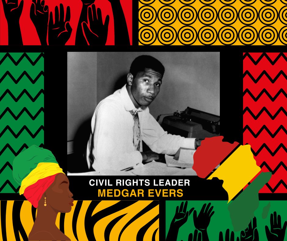 Medgar Wiley Evers (1925-1963) was born on July 2, 1925, in Decatur, Mississippi. He became involved in civil rights activism in the 1950s, working on voting rights issues and challenging segregation in public facilities. #BlackHistoryMonth2024 #BlackHistory#medgarevers#naacp