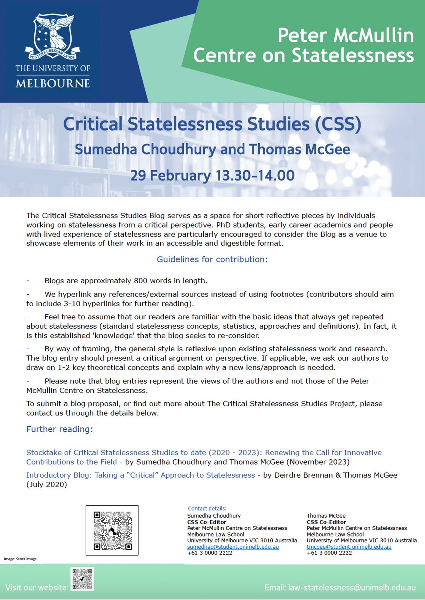 We are pleased to be showcasing the Critical Statelessness Studies (CSS) blog at the 2024 World Conference on #Statelessness in #Kuala_Lumpur, #Malaysia, this week #WCS2024. If interested in proposing a blog idea, please feel free to reach out to @SumedhaCHDRY or myself.