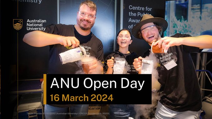Come and say hi at @ourANU Open Day 2024! 👋 Chat to students, staff, and alumni to find out more about our degrees, scholarships and accommodation. More info 👉 bit.ly/3IgIXVW