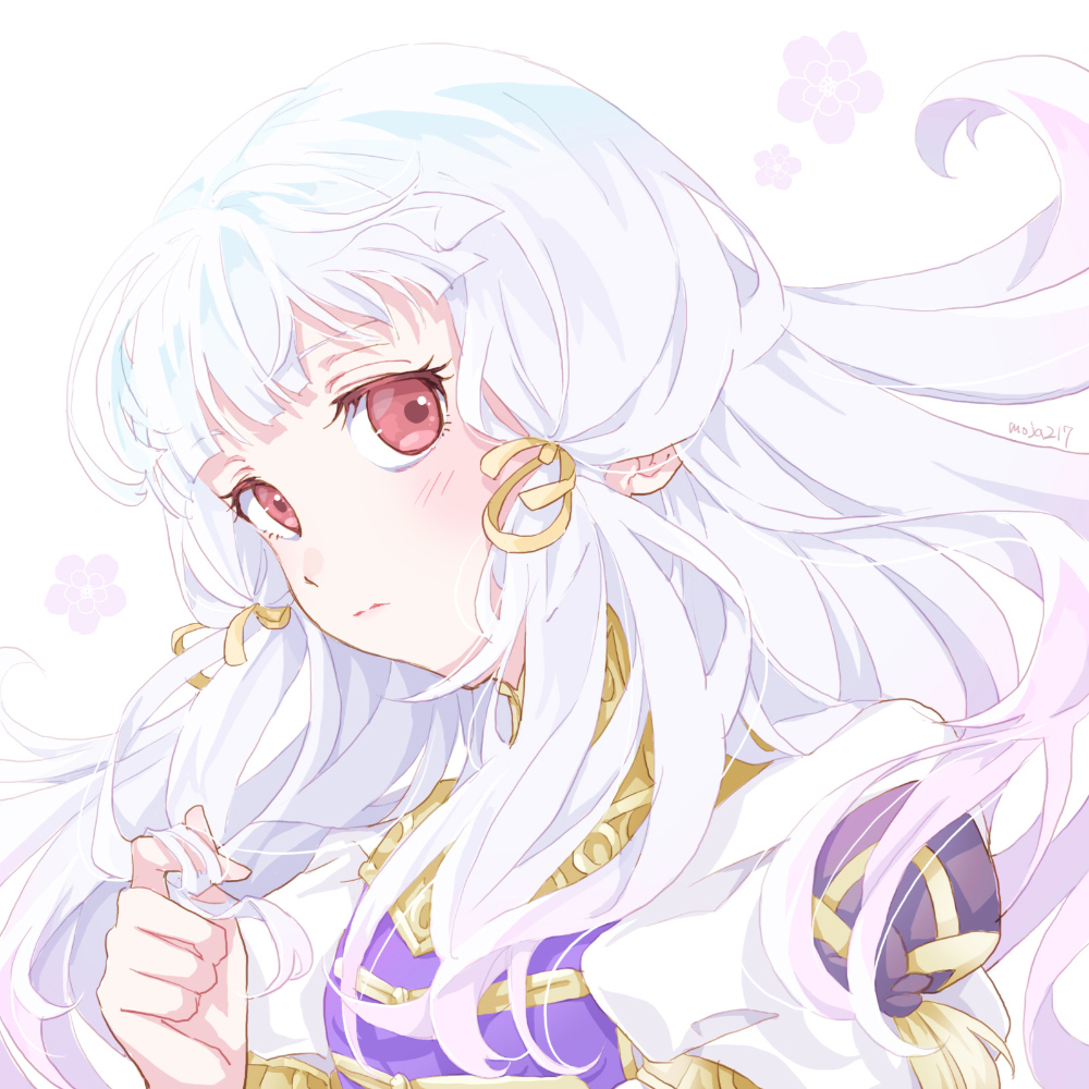 lysithea von ordelia 1girl solo white hair long hair upper body closed mouth white background  illustration images