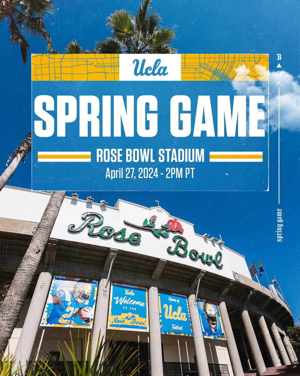 Save the date! 🗓️ 🏈 𝗦𝗽𝗿𝗶𝗻𝗴 𝗚𝗮𝗺𝗲 📍 @RoseBowlStadium 🗓️ Saturday, April 27 🕑 2pm PT #GoBruins