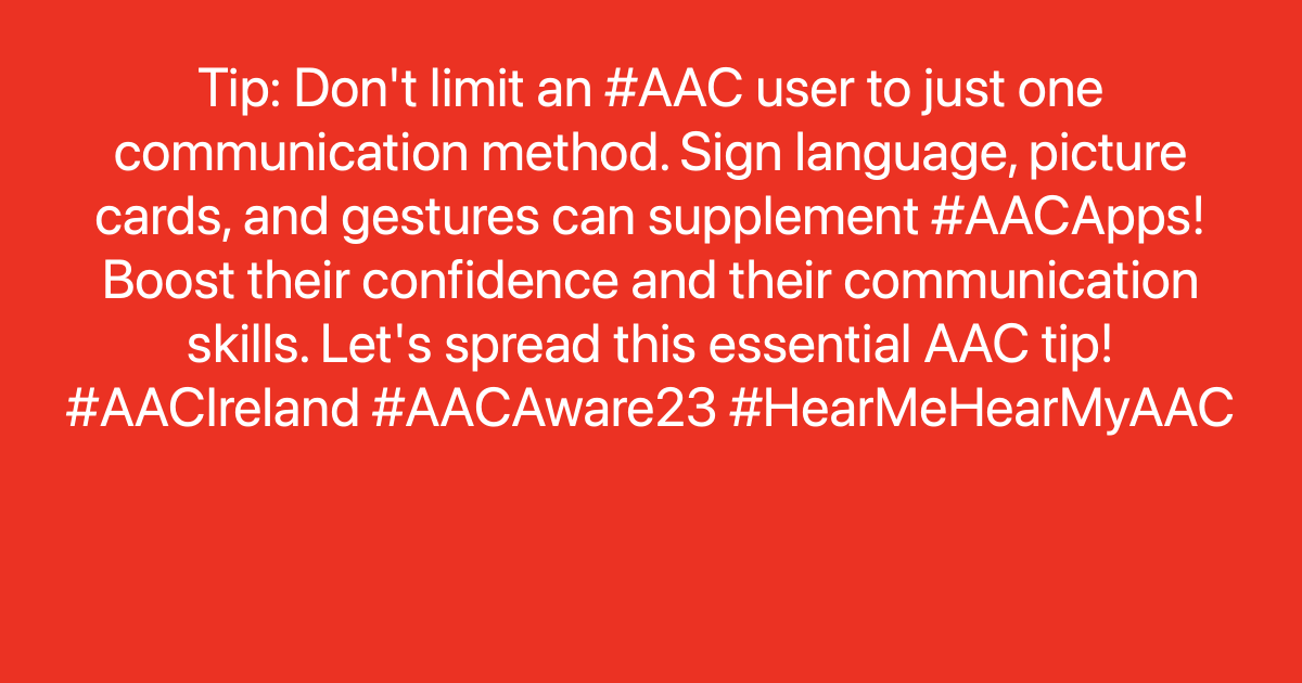 enaboapps's tweet image. Tip: Don&apos;t limit an #AAC user to just one communication method. Sign language, picture cards, and gestures can supplement #AACApps! Boost their confidence and their communication skills. Let&apos;s spread this essential AAC tip! #AACIreland #AACAware23 #HearMeHearMyAAC