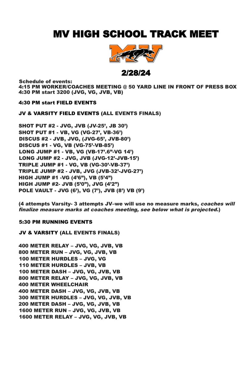 ‼️🚨Meet TIME CHANGE🚨‼️
The meet is now starting at 4:30pm!! Please see new schedule attached!