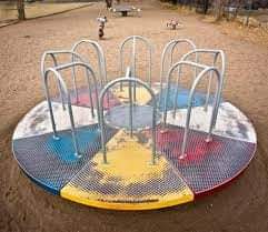 our friends and i used to walk over the Veteran's Bridge in Rochester, NY, across the Genesee River often and go to the playground that was before Seneca Park zoo, and play on this!!! 
we stopped at the old timey zoo in the early 70s up to our teens and it was free and we looked