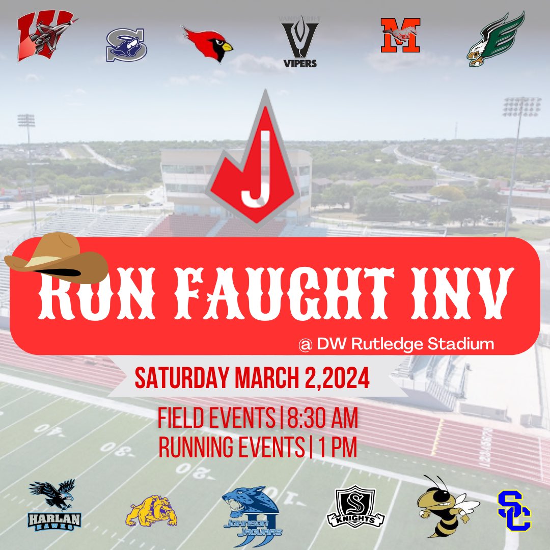 🚨 This Saturday, March 2, 2024 we have the Ron Faught Invitational Meet. We can’t wait to see you Rocket fans! 🚀

Field Events begin at 8:30am
Running Events will follow at 1pm