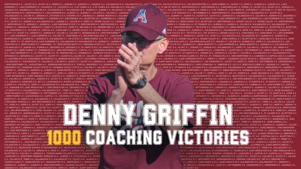 almacollege's tweet photo. Alma Softball Coach, Denny Griffin, achieved 1,000 coaching wins today. Congratulations to Coach Griffin and the Scots Softball team on a great win and an incredible achievement. Go Scots!♥️🤍🥎 https://t.co/PbXno9eM25