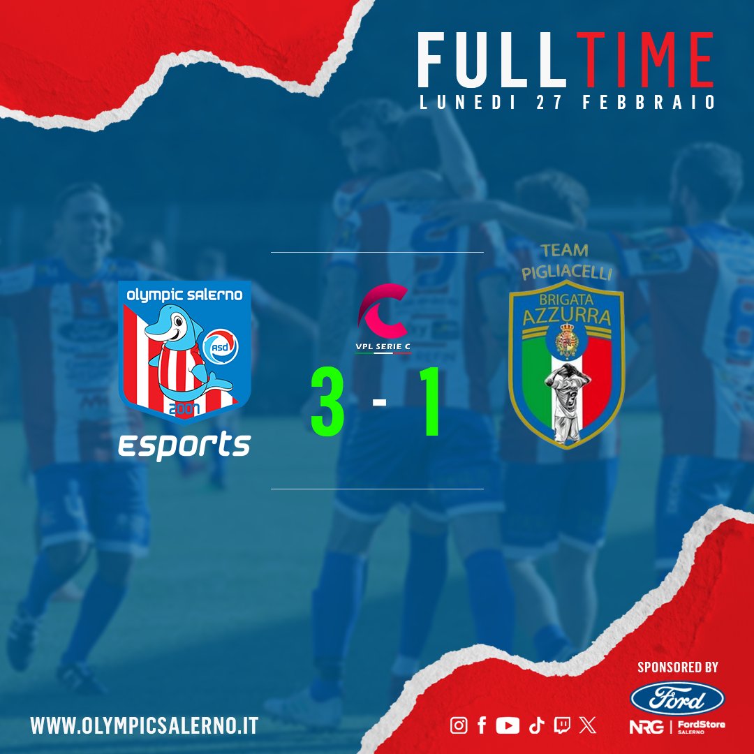 🔚 #Results

<a href="/VPLItaly/">VPL Italy 🇮🇹</a> [Serie C2]
🗓 16ª Giornata 🏠
🆚 @BA_Pigliacelli: 3-1 ✅

🎖️⚽️👟 <a href="/XanderbR88/">OSE_XanderbR88</a>
⚽️ <a href="/X_Italiankiller/">X_ItaliankillerX</a>
⚽️ <a href="/Gennyjr7/">Gennaro Giunto</a>
👟👟 <a href="/PaXeL95/">OSE_Giginhõ 🇧🇷</a>

#GoOlympicSalerno ⚪️🔴