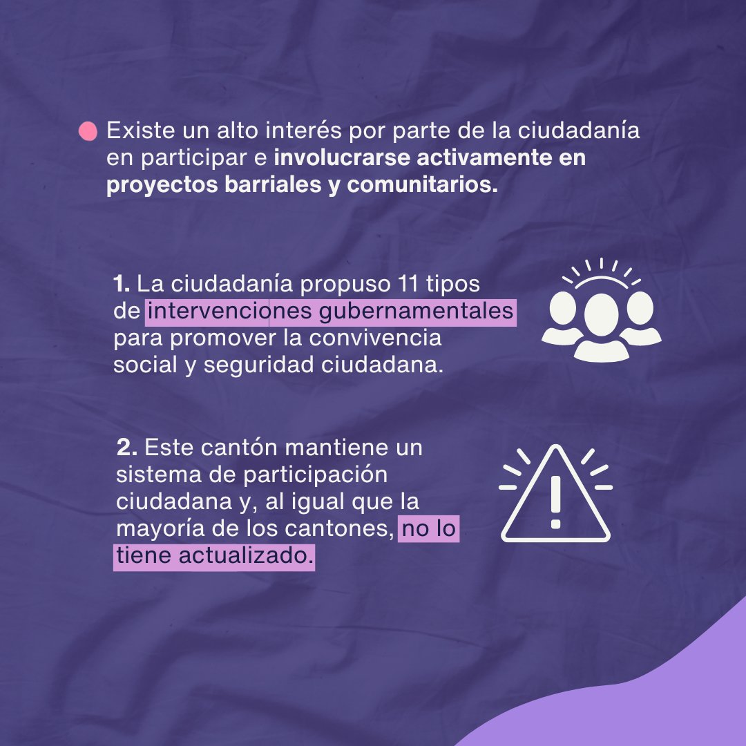#GuayasConvive: Naranjal tiene un sistema de participación ciudadana que trabaja con las organizaciones comunitarias, pero no se encuentra actualizado.

Conoce más acerca de los resultados de los laboratorios de convivencia social de este cantón en nuestra web.

#OPPG #Naranjal