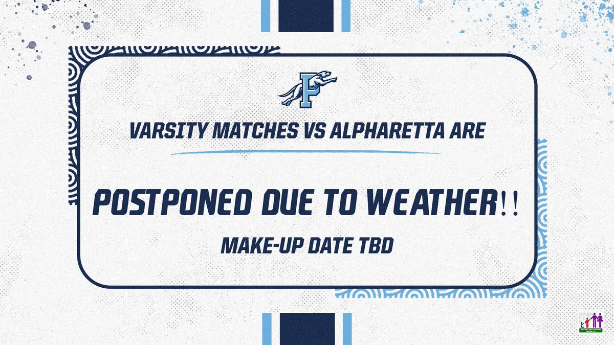 Today’s match vs Alpharetta has been postponed! Make up dates will are TBD. #PopePride