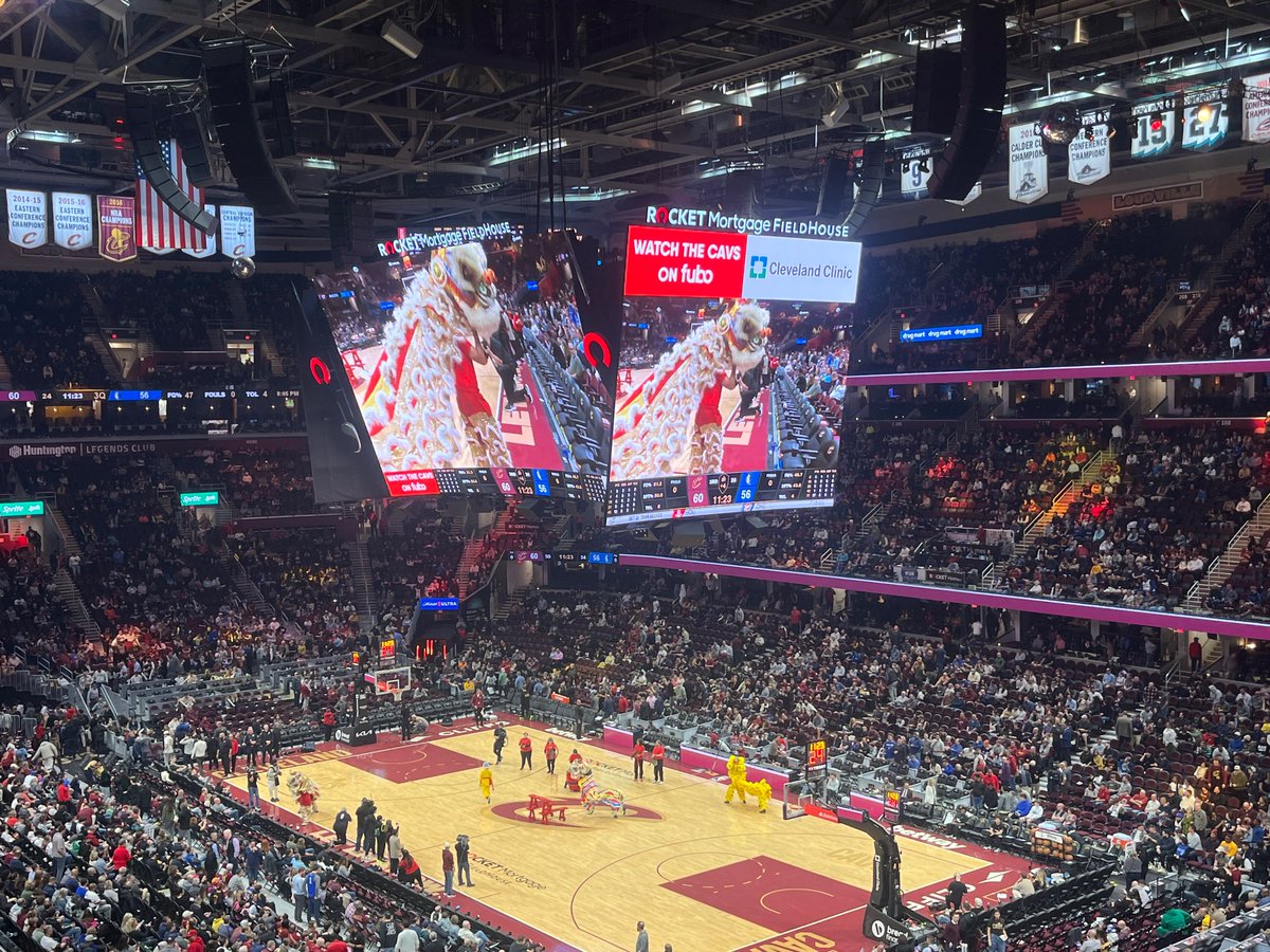 Kwan Family Lion Dance on the court at the Lunar New Year @cavs game!