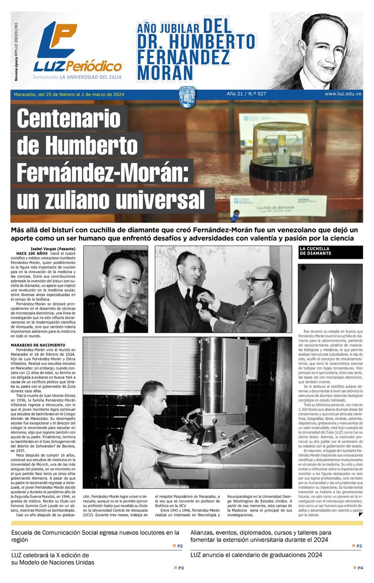 Edición 927 de LUZ Periódico, el semanario de la Universidad del Zulia.
Aquí el enlace ➡️ cutt.ly/jwNCLGjv
#LUZPeriódico 
#Edición927
#126AñosEnElAdnDeLUZ