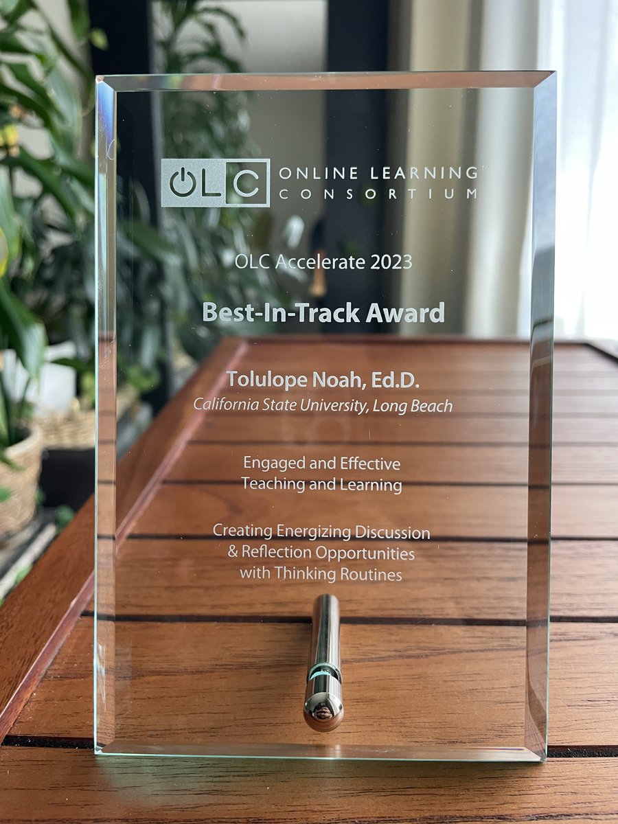 I was honored to receive a Best-In-Track Award for my presentation at the OLC Accelerate Conference last fall! #OLCAccelerate #WeAreOLC #HigherEd #FacDev #EdDev