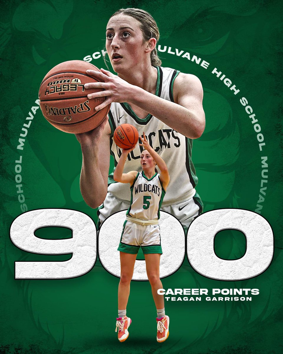 MulvaneSports's tweet image. Congrats to Senior Teagan Garrison on reaching a milestone that only 3 other Wildcats have achieved in the history of Mulvane women's basketball. Garrison reached the 900 point mark in tonight's sub state matchup against the Clay Center Tigers. @sportsinkansas @VypeKS @KSHSAA