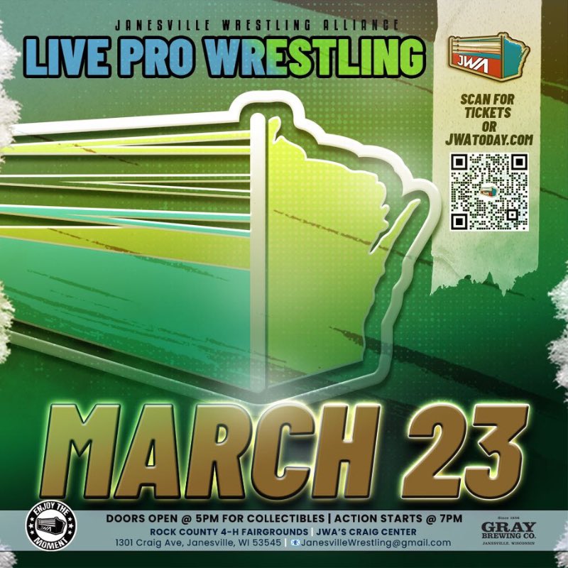 wrestlingandy's tweet photo. JWA Heavyweight Champ - 
Tournament Underway 🏆
@AxelRRRRico1 
@goninzon 
@thechieftweets 

JWA Tag Team Champs - 
Southern Death Trip 
(@MoondogMurray &amp; Lee Wyatt)

JWA Badger State Champ - @adamstallionPW 

Next Event - March 23rd
@jwatoday 
https://t.co/fm2ThlE948 https://t.co/qW1NPCYhgK