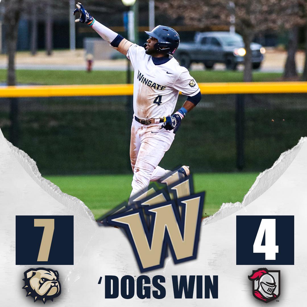 BULLDOGS WIN!!!!! Isaiah Williams-Rhem with a homer, 3 RBI & 3 runs scored to lead @WingateBaseball to a 7-3 victory over Belmont Abbey! ‘Dogs have won 8 of their last 9! #OneDog