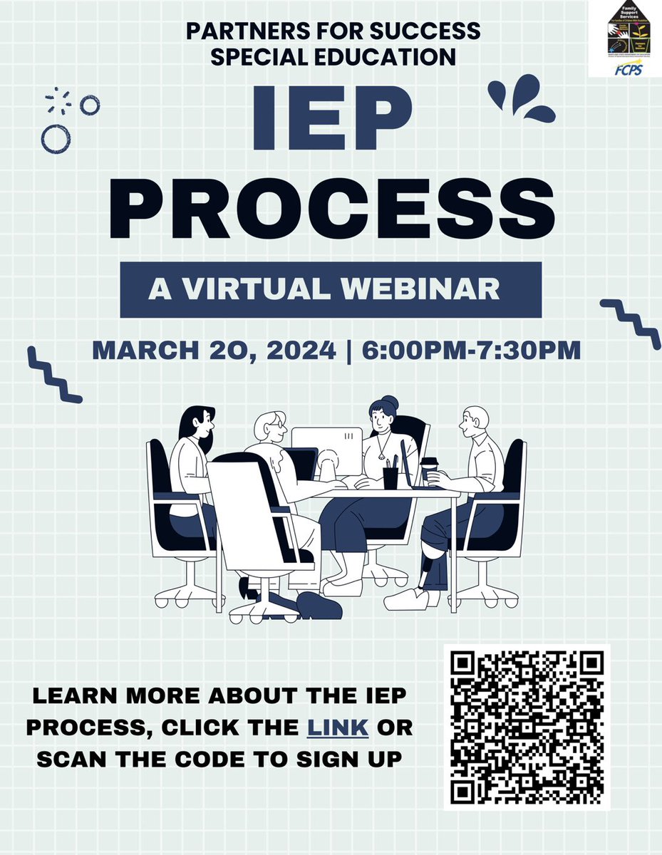 Please share with FCPS families! Join us virtually to learn about the IEP Process. Register here: docs.google.com/forms/d/e/1FAI… #bettertogether #FCPSisSpecial